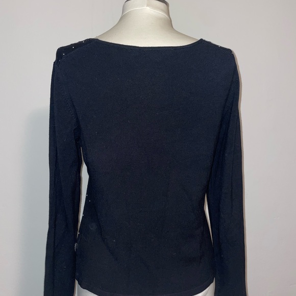 BCBG MAXAZRIA embellished black sweater size Large - Picture 2 of 3